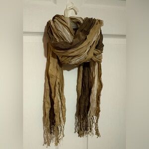 🧣Sequined ✨Crinkled, Brown/Beige Ombre Scarf 15.5” wide x 78” long.🧣”Like new”